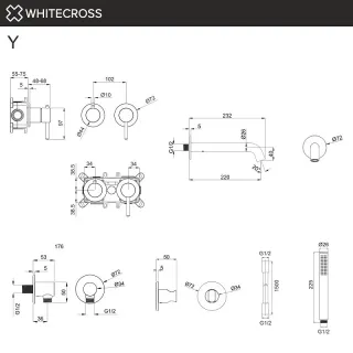 Смеситель встраиваемый  WHITECROSS YSET1240NIB никель брашированный